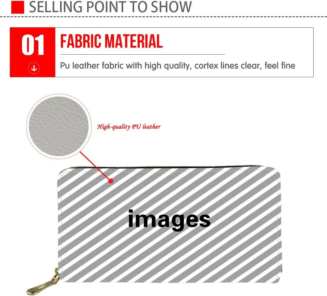 GIFTPUZZ Custom Design Wallets Rfid Blocking Clutch Purse Unisex for Men Women DIY Printable Zip Around PU Leather Wallet Clips Personalized Gifts