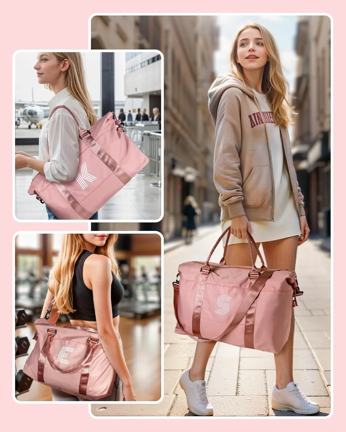 Gifts for 8 9 10 11 13 14 15 16 Year Old Girls, Initial Travel Duffel Bag, Personalized Weekender Bag, Monogram Overnight Bag Personalized Gifts for Girl Birthday Gifts Bride Gift (Letter L)