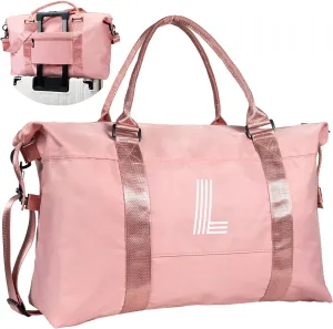 Gifts for 8 9 10 11 13 14 15 16 Year Old Girls, Initial Travel Duffel Bag, Personalized Weekender Bag, Monogram Overnight Bag Personalized Gifts for Girl Birthday Gifts Bride Gift (Letter L)