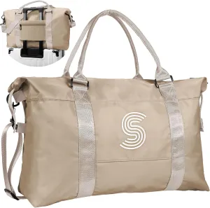 Gifts for Teen Girls, Birthday Gift, Preteen Girls Initial Travel Bag, Sports Bag, Girls Weekender Bag, Monogram Overnight Bag Gift for Her (Letter S)