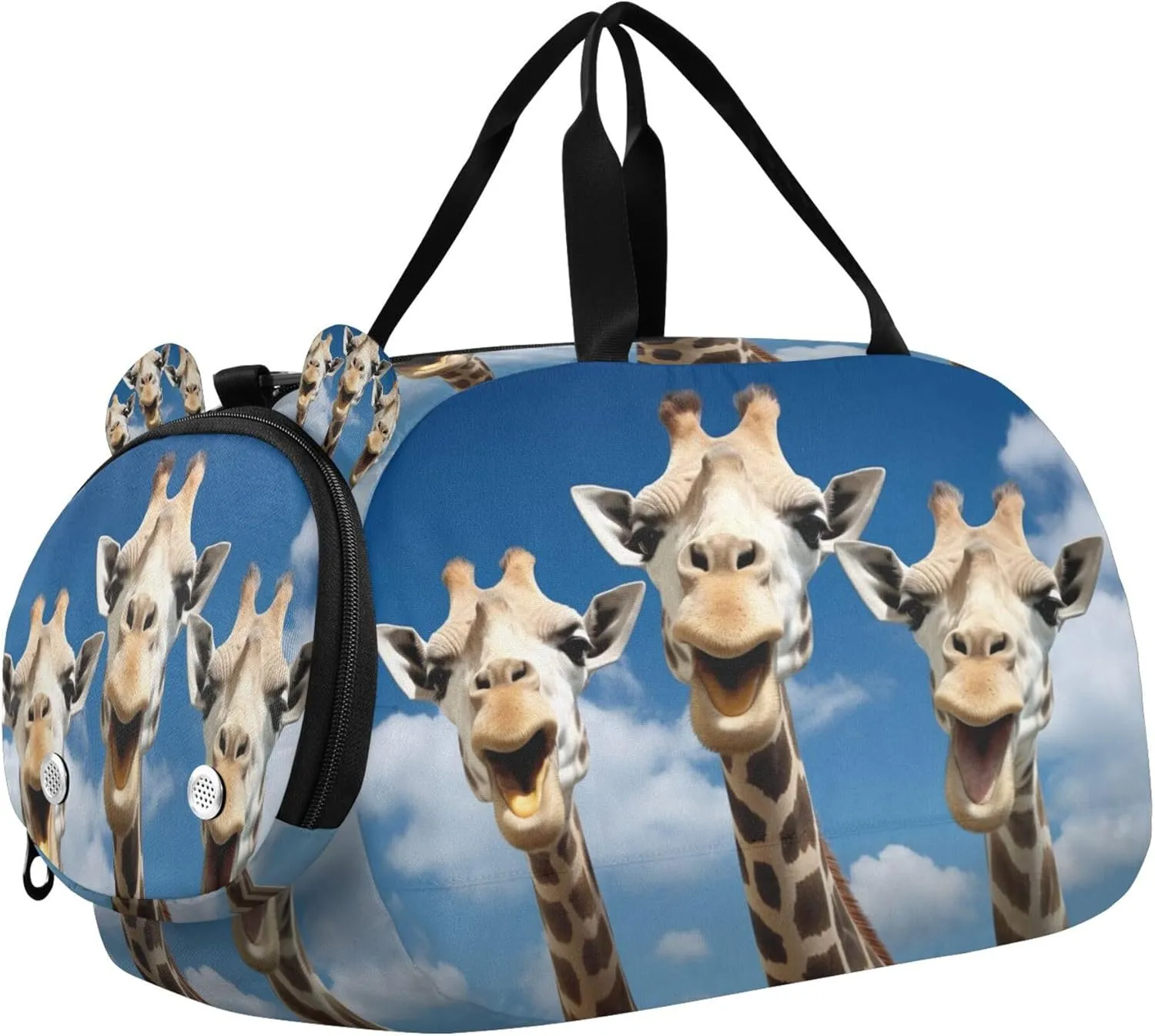 Giraffe Kids Overnight Sports Duffel Bags with Shoe Compartment & Wet Pocket Travel Sport Gym Bag for Girls Boys