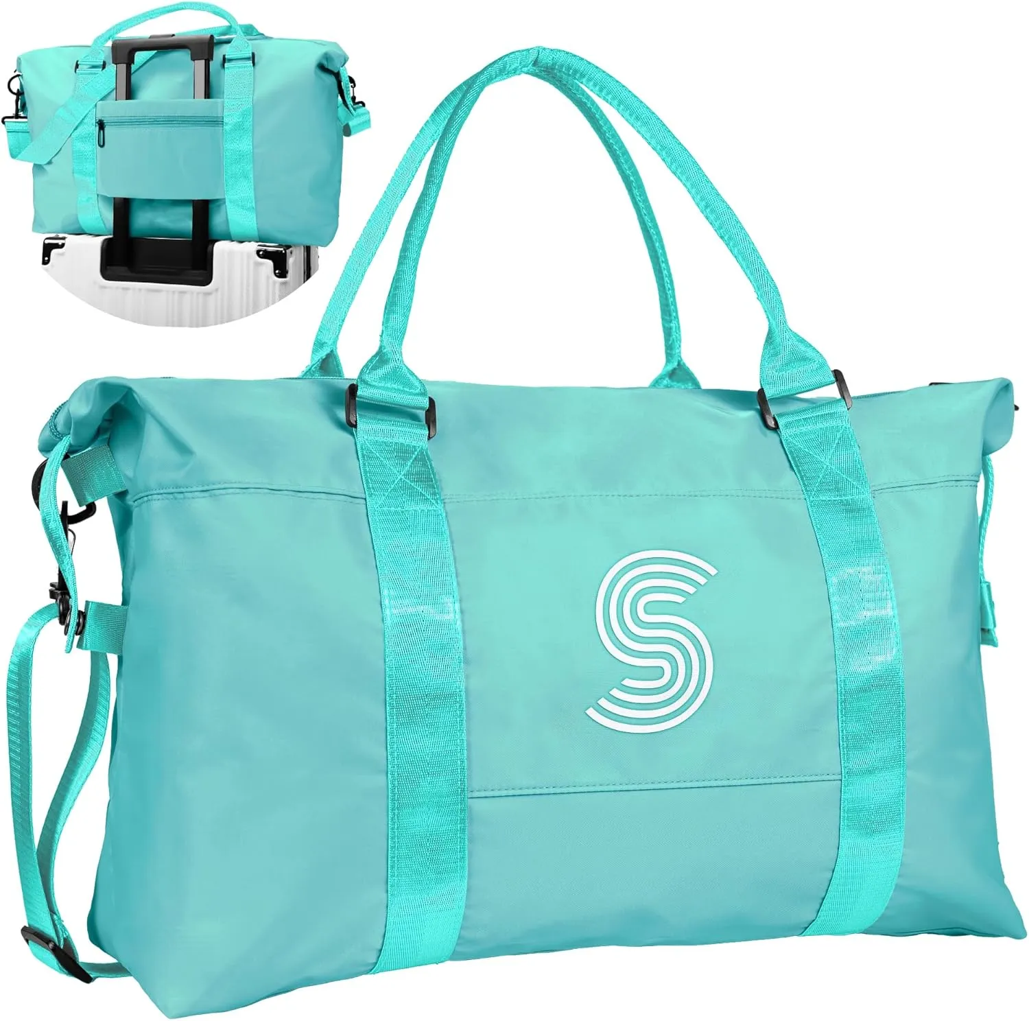 Girl Gift Ideas, Birthday Gift, Initial Travel Bag, Sports Bag, Personalized Weekender Bag, Monogram Overnight Bag Gift for Her,Kid Girl (Letter S)