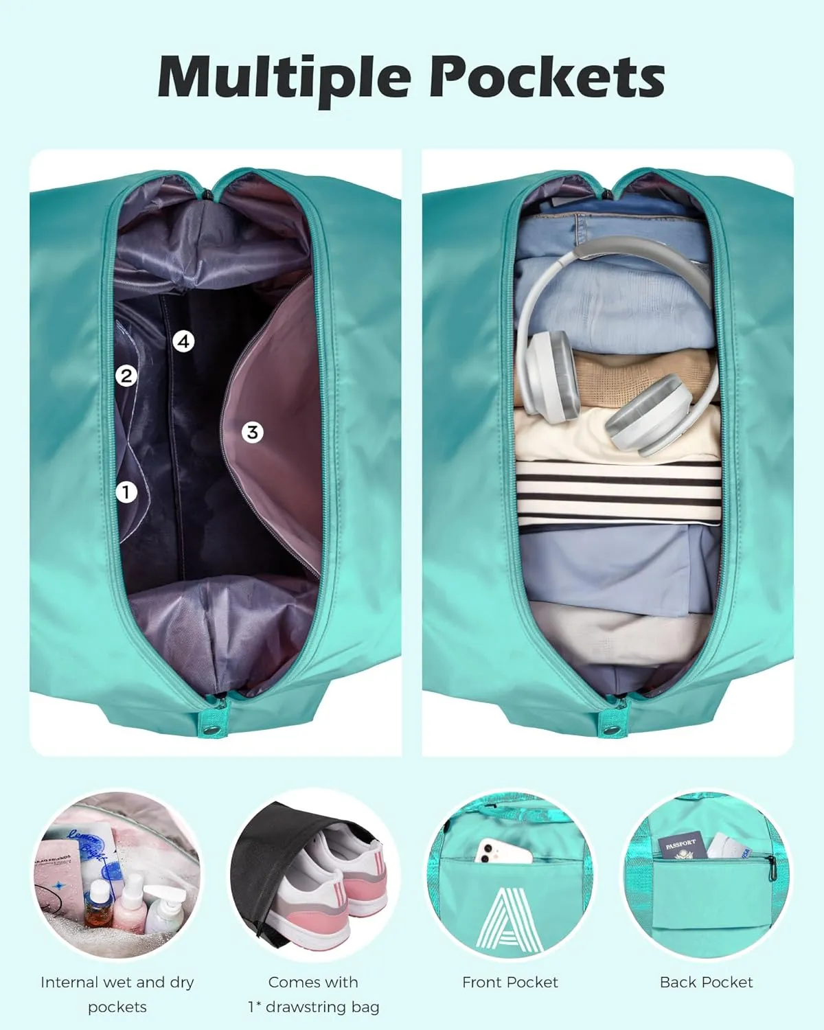 Girl Gift Ideas, Birthday Gift, Initial Travel Bag, Sports Bag, Personalized Weekender Bag, Monogram Overnight Bag Gift for Her,Kid Girl (Letter S)