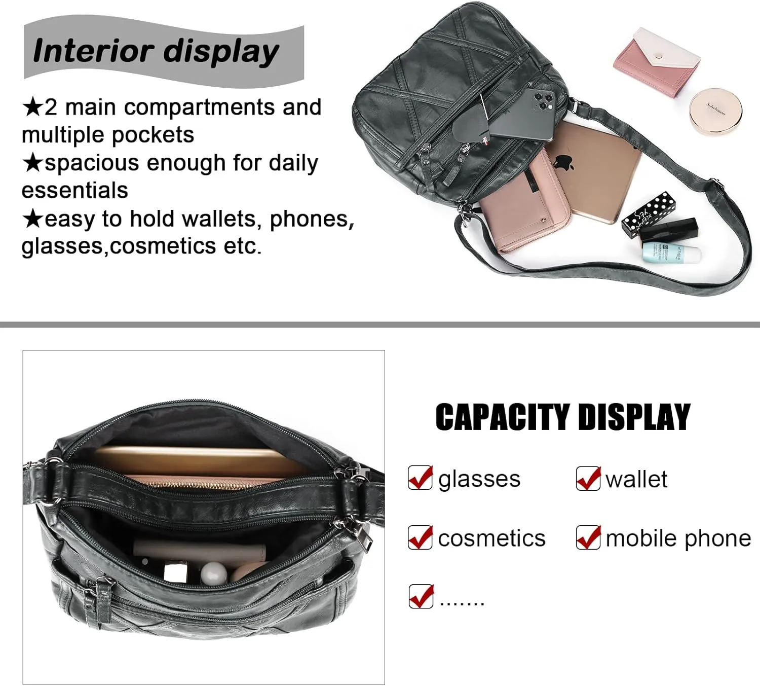 Gladdon Small Crossbody Bags for Women Leather Shoulder Purses Vegan Womens Cross body Bag Lightweight