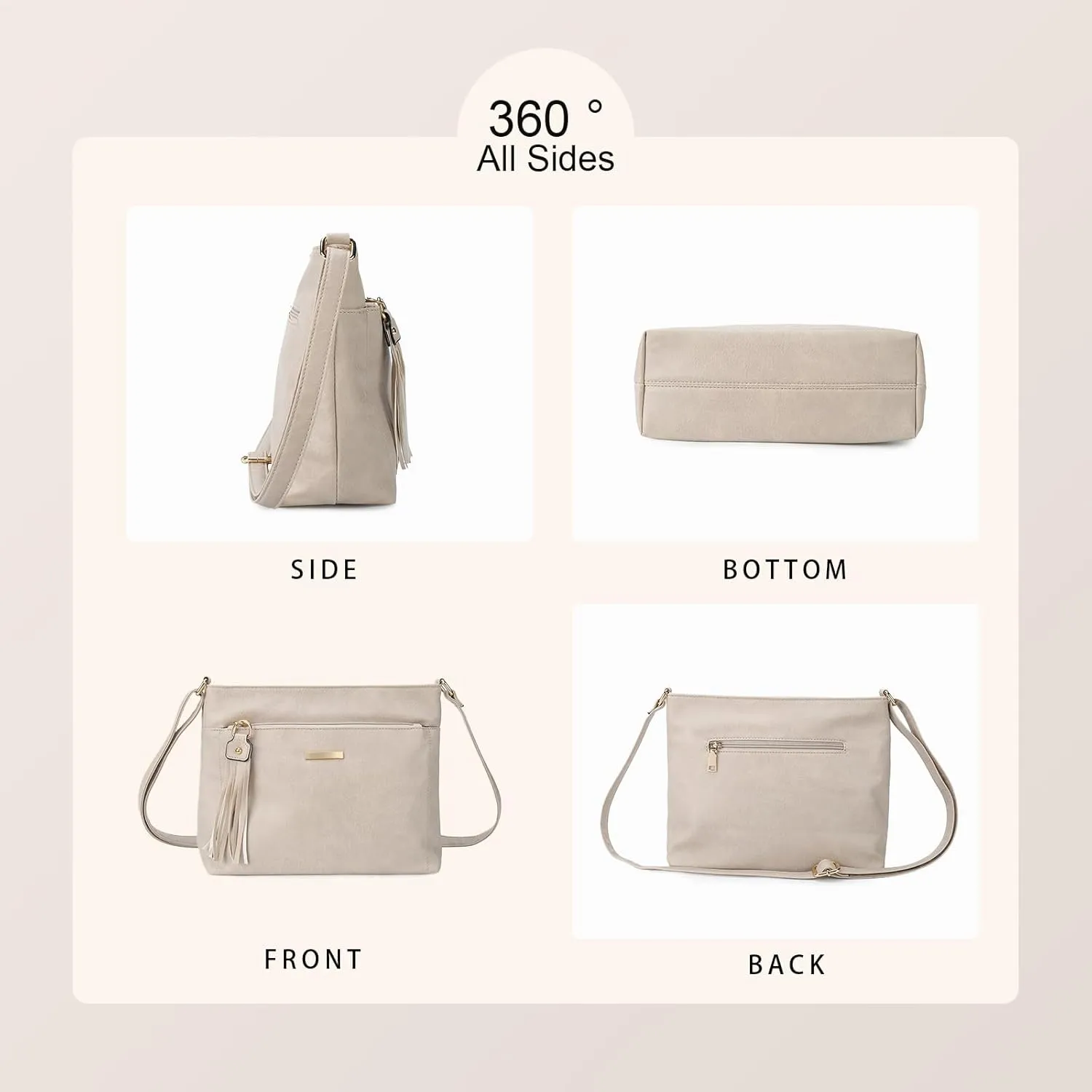 Gladdon Tassels Crossbody Bags for Women Medium Size Leather Shoulder Purse Trendy Soft Travel Shoulder Handbags