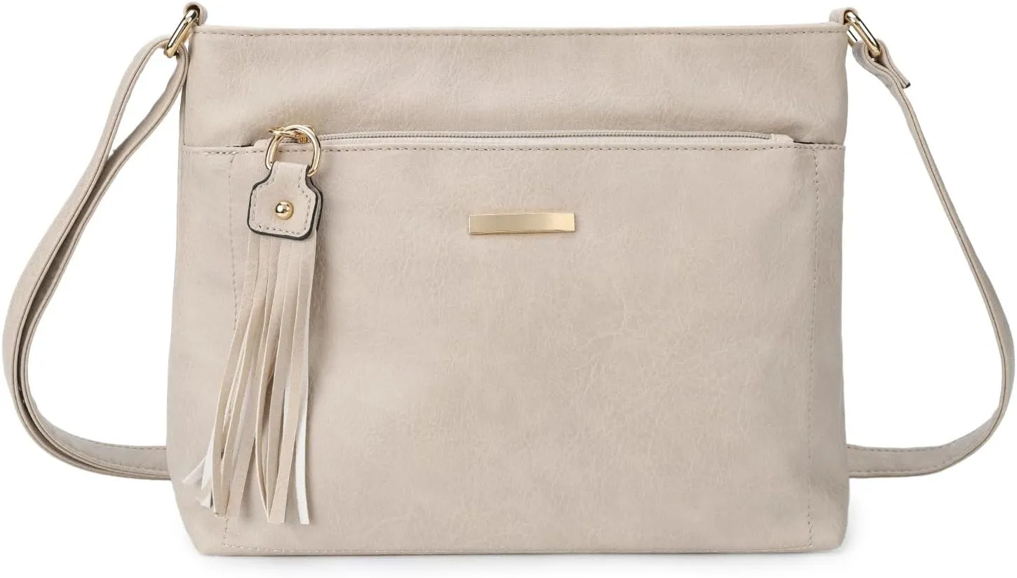 Gladdon Tassels Crossbody Bags for Women Medium Size Leather Shoulder Purse Trendy Soft Travel Shoulder Handbags