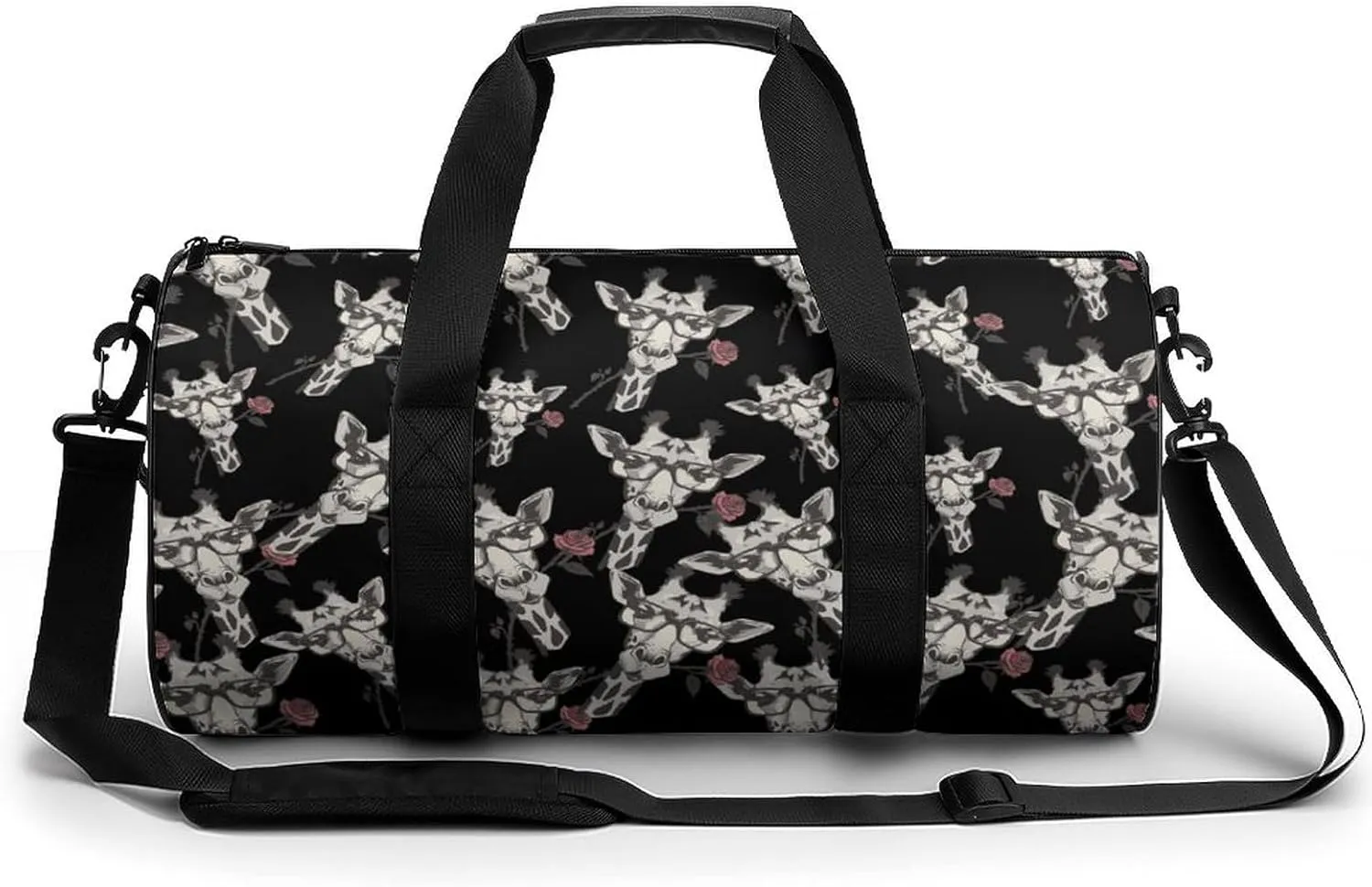 Glasses Giraffe Bite Rose Travel Duffel Bag Gym Bags Sports Tote Shoulder Weekender Handbag for Men Women