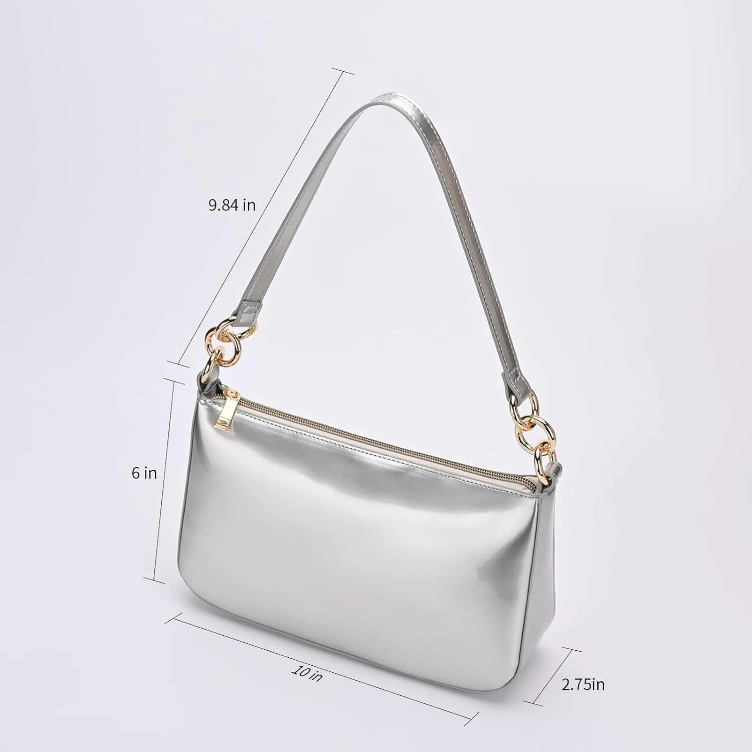 Glossy Faux Patent Leather Shoulder Bag for Women, Shiny Casual Clutch Purse, Mini Trendy Y2K Handbag