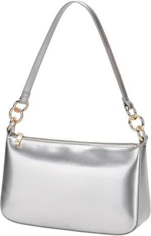 Glossy Faux Patent Leather Shoulder Bag for Women, Shiny Casual Clutch Purse, Mini Trendy Y2K Handbag