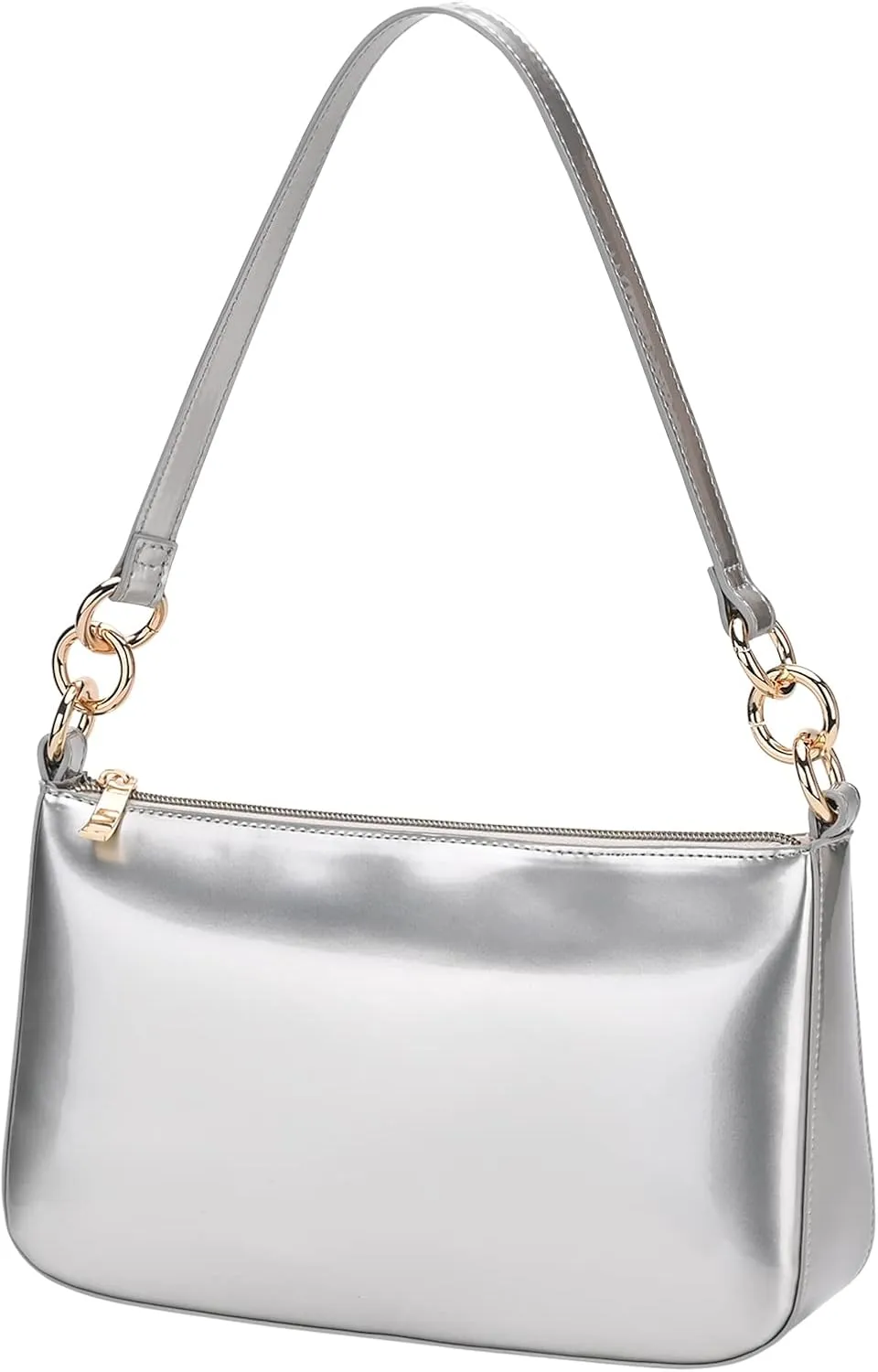 Glossy Faux Patent Leather Shoulder Bag for Women, Shiny Casual Clutch Purse, Mini Trendy Y2K Handbag