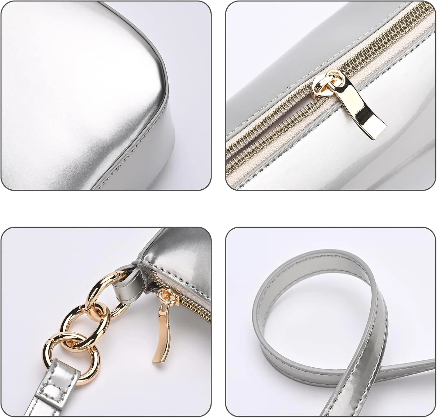 Glossy Faux Patent Leather Shoulder Bag for Women, Shiny Casual Clutch Purse, Mini Trendy Y2K Handbag