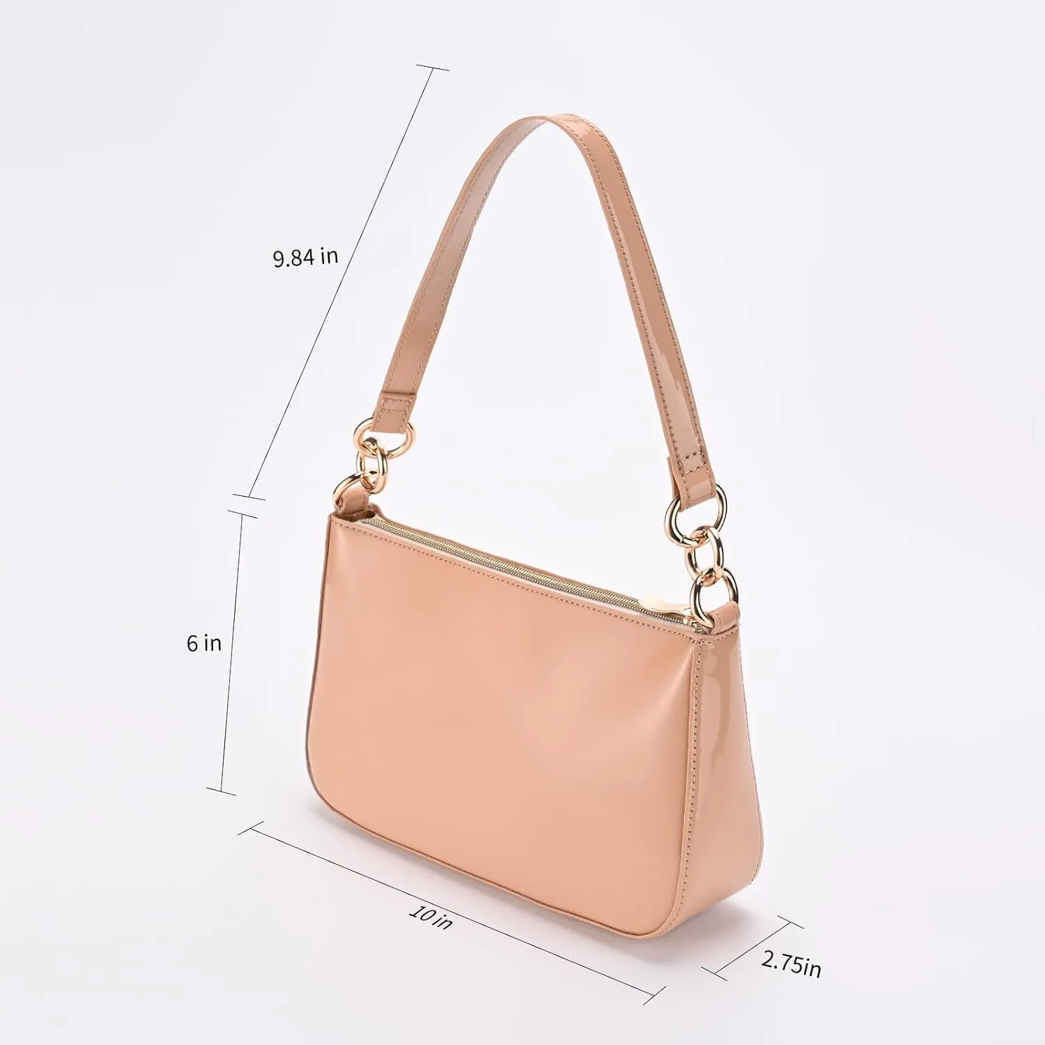 Glossy Faux Patent Leather Shoulder Bag for Women, Shiny Casual Clutch Purse, Mini Trendy Y2K Handbag
