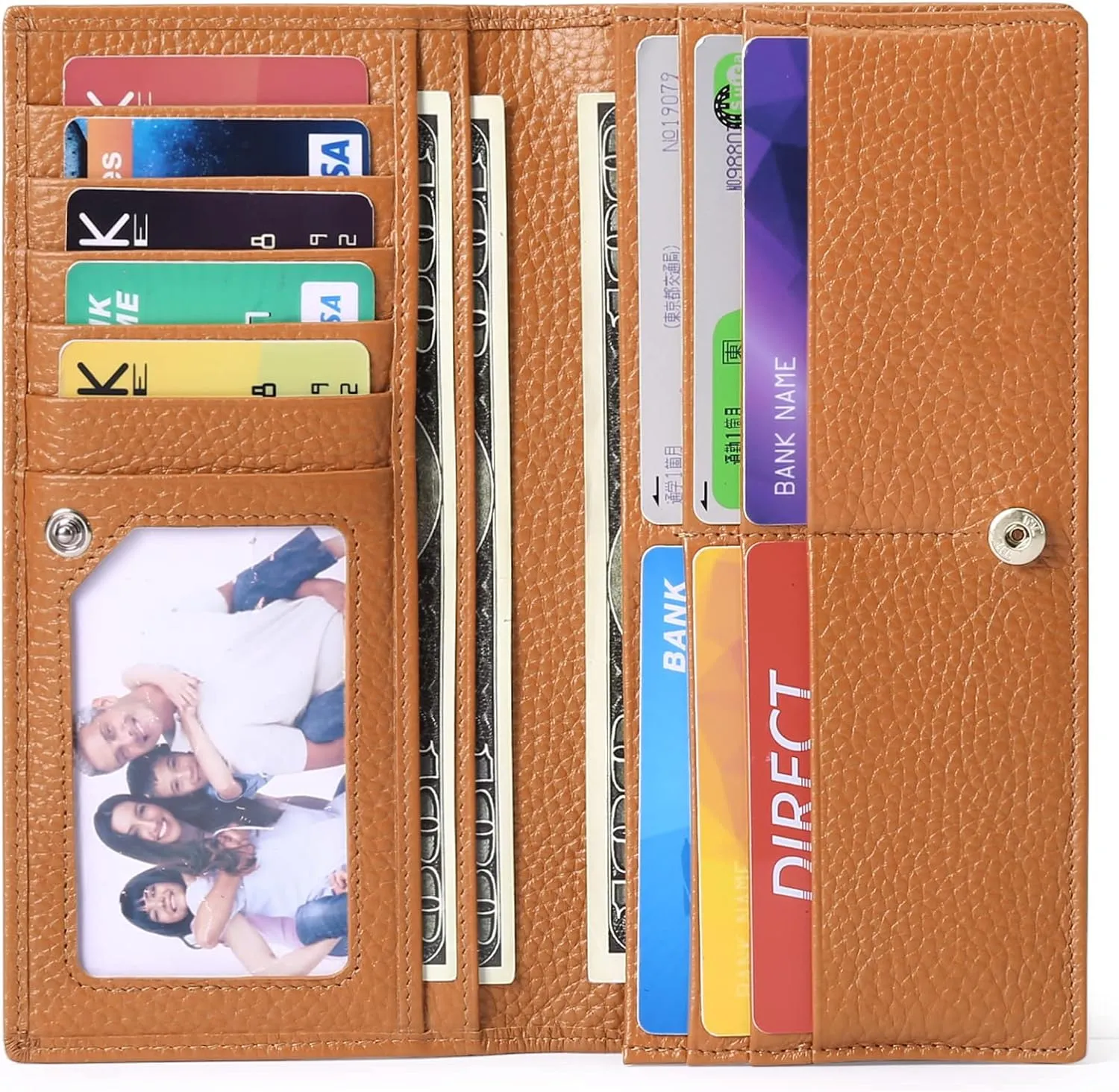 GOIACII Wallets for Women RFID Blocking Ultra Slim Real Leather Credit Card Holder Clutch