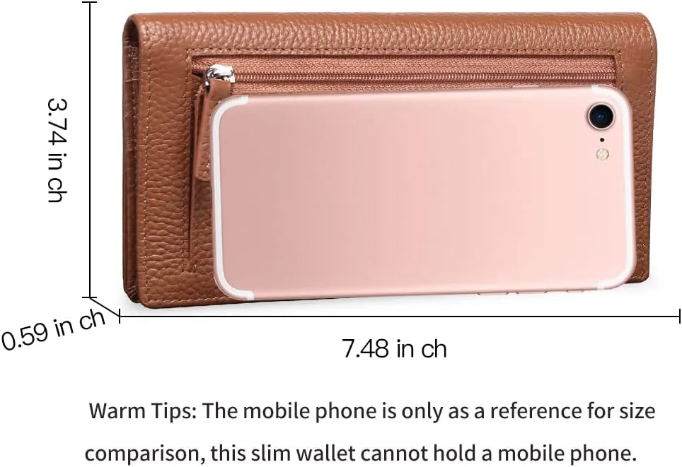 GOIACII Wallets for Women RFID Blocking Ultra Slim Real Leather Credit Card Holder Clutch