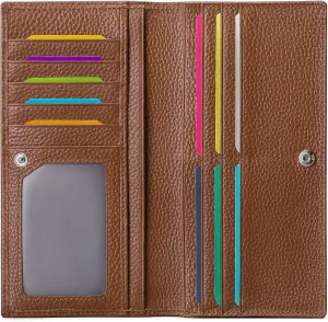 GOIACII Wallets for Women RFID Blocking Ultra Slim Real Leather Credit Card Holder Clutch