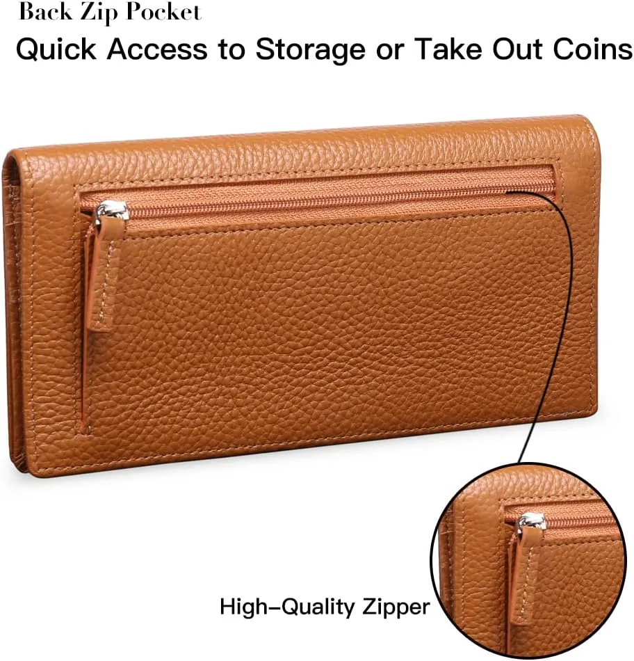 GOIACII Wallets for Women RFID Blocking Ultra Slim Real Leather Credit Card Holder Clutch