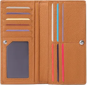 GOIACII Wallets for Women RFID Blocking Ultra Slim Real Leather Credit Card Holder Clutch