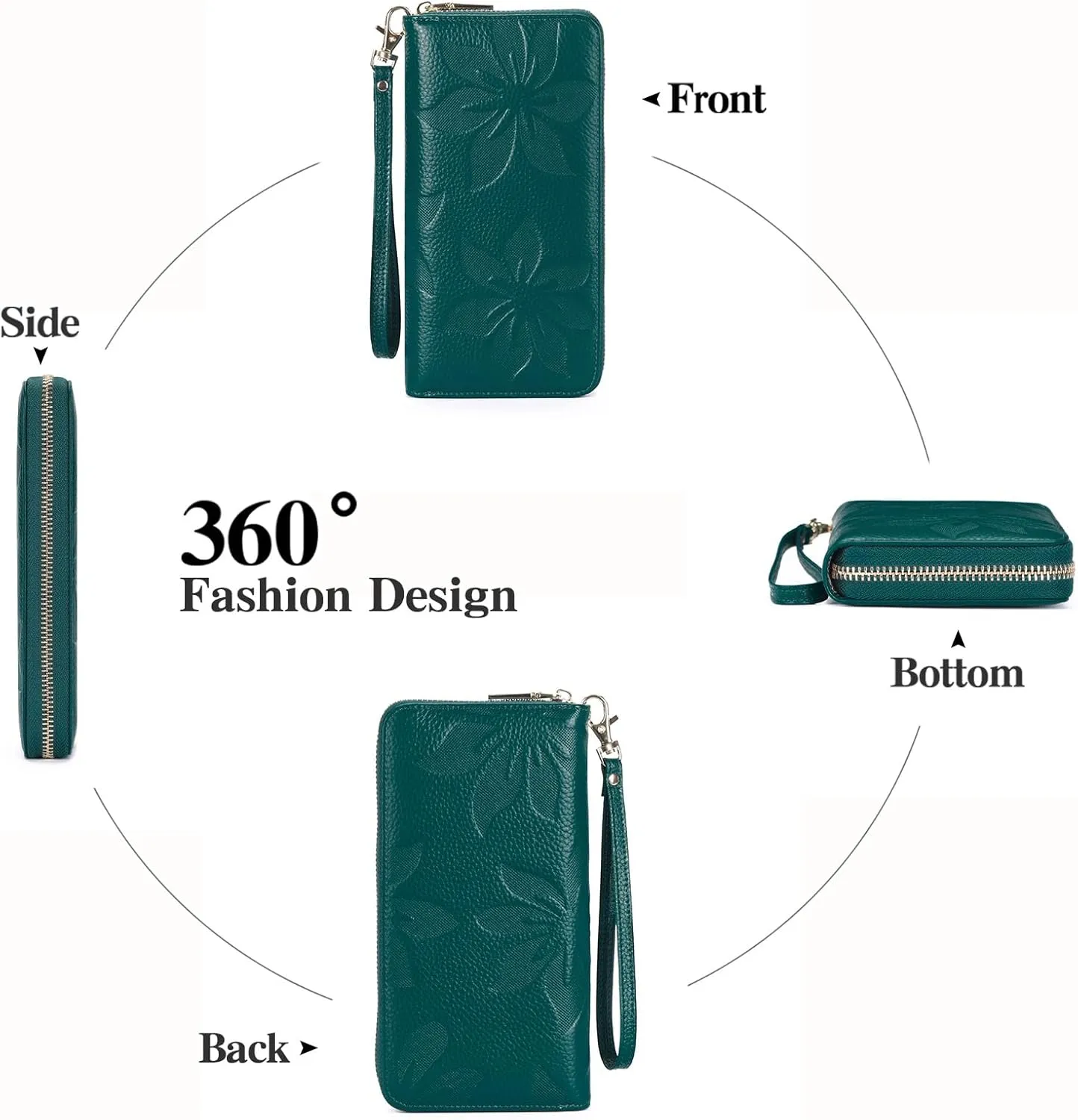 GOIACII Women's Wallet Ladies Large Capacity Wristlet Long Phone Clutch Purse Bifold Credit Card RFID Blocking Leather