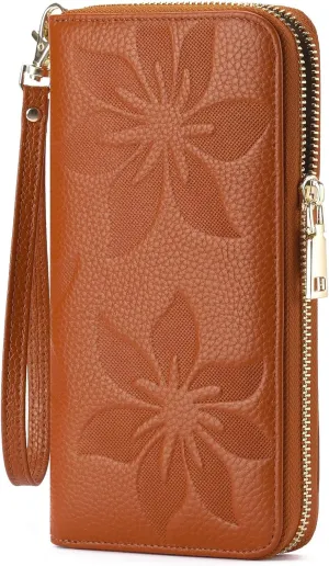 GOIACII Women's Wallet Ladies Large Capacity Wristlet Long Phone Clutch Purse Bifold Credit Card RFID Blocking Leather