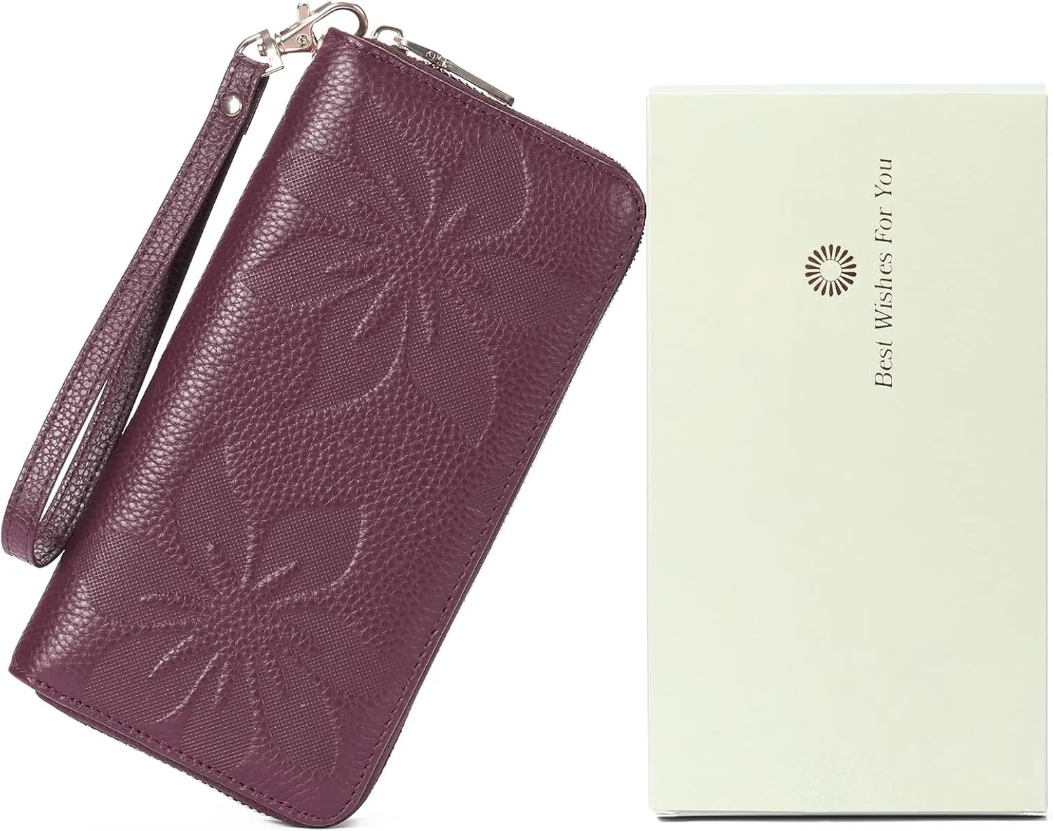 GOIACII Women's Wallet Ladies Large Capacity Wristlet Long Phone Clutch Purse Bifold Credit Card RFID Blocking Leather