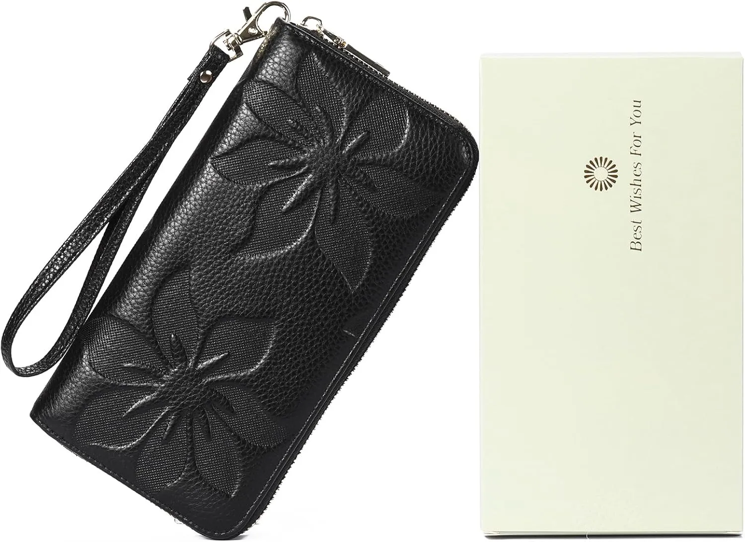 GOIACII Women's Wallet Ladies Large Capacity Wristlet Long Phone Clutch Purse Bifold Credit Card RFID Blocking Leather