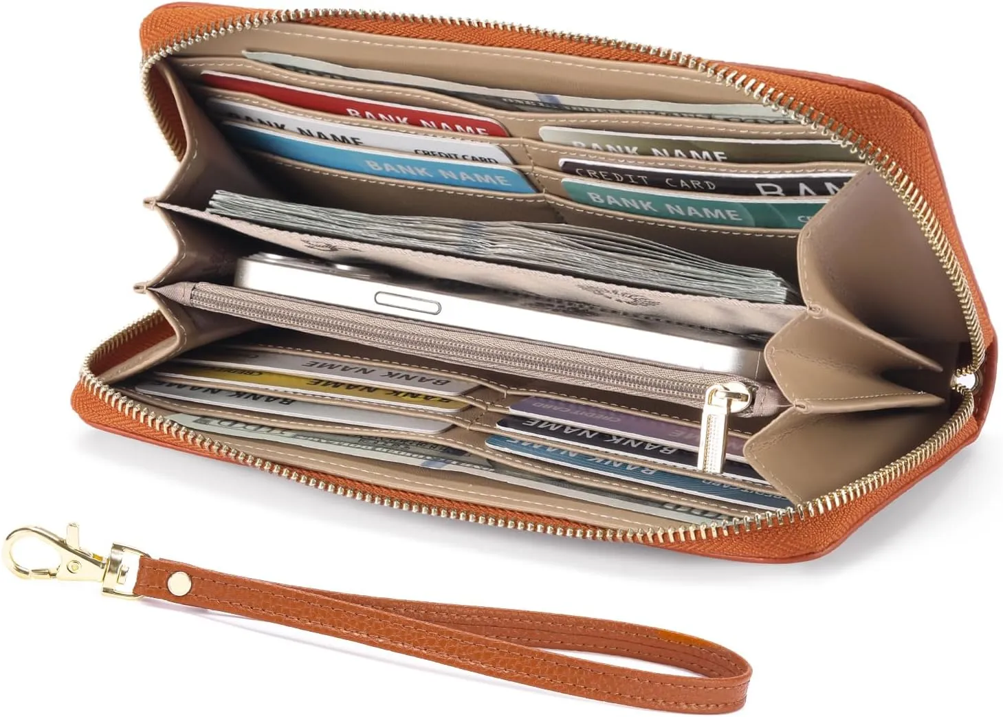 GOIACII Women's Wallet Ladies Large Capacity Wristlet Long Phone Clutch Purse Bifold Credit Card RFID Blocking Leather