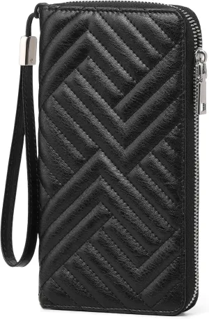 GOIACII Womens Wallet RFID Blocking Leather Large Capacity Long Purse Card Clutch Wristlet