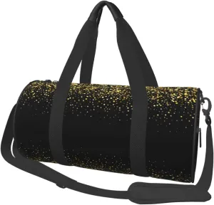 Gold Bling Shinning Round Travel Duffel Bag Large Capacity Gym Sports Bags for Hiking Vacation Trips