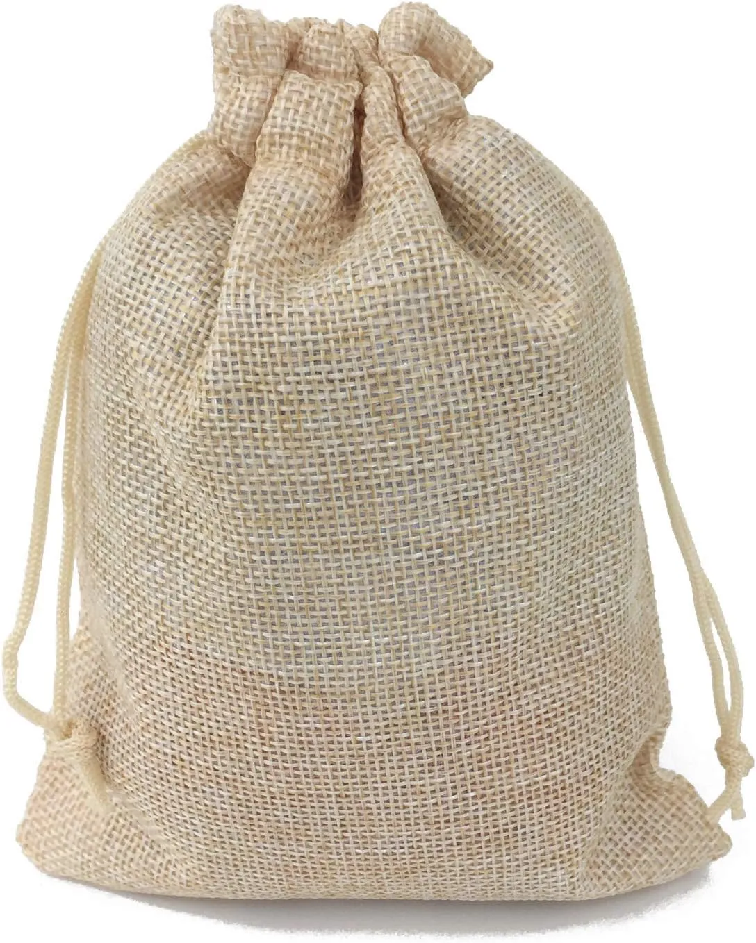Gold Fortune 50-Pack Cream Burlap Gift Bags with Drawstring - Adjustable Reusable Jewelry Pouches for Christmas, Holiday Wedding, Birthday Party Favors - 4x6 Inches Eco-Friendly Treat Bags (50 Count)