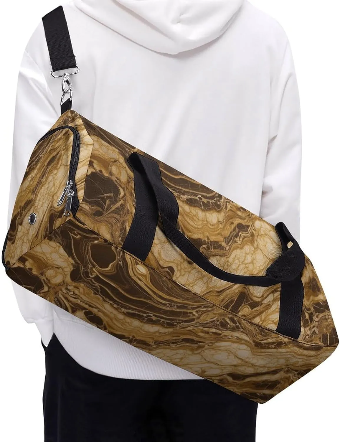 Golden Marble Sports Gym Bag Carry on Holdalls for Men Small Duffel Bags for Women with Shoe Compartment
