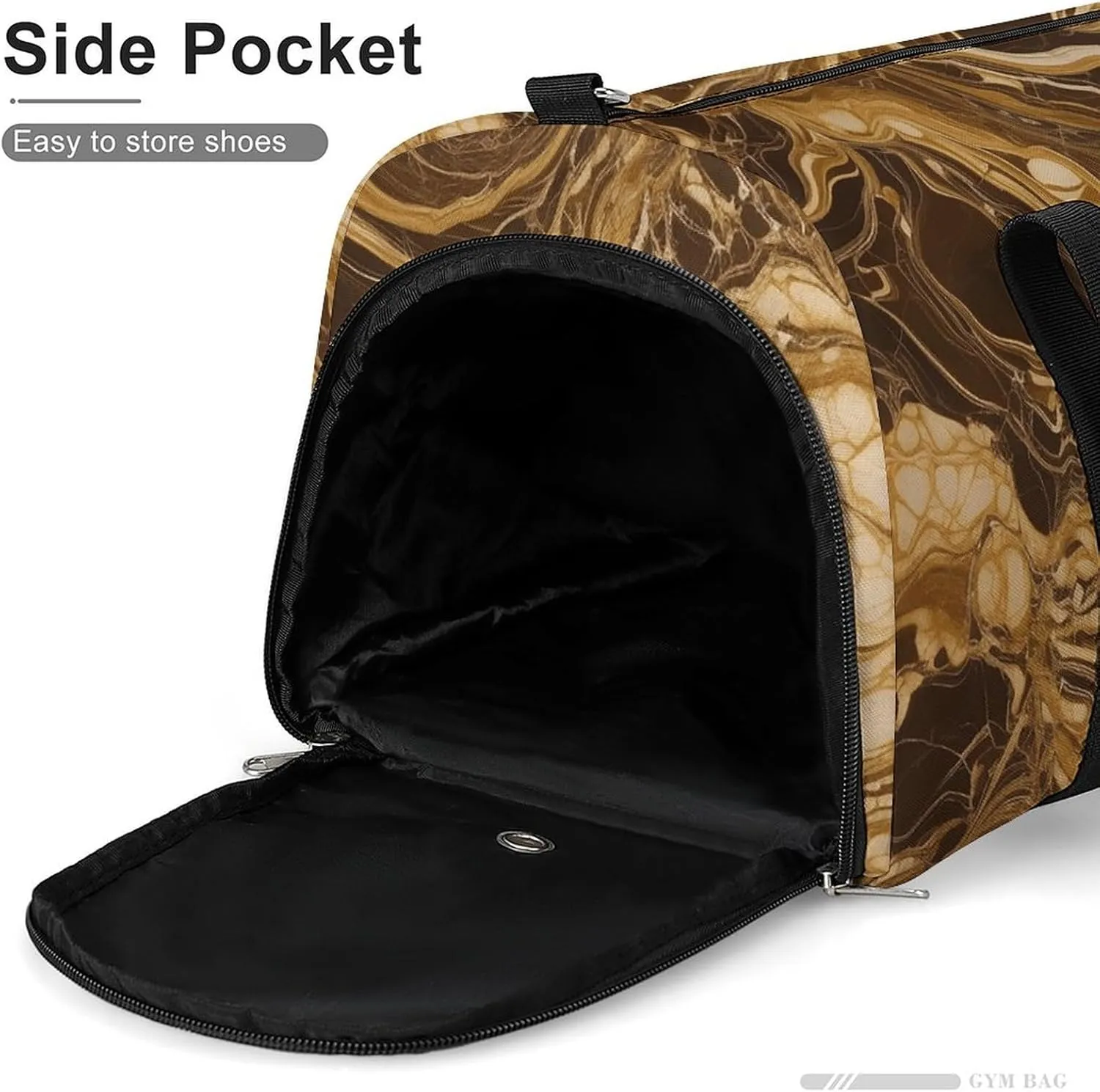 Golden Marble Sports Gym Bag Carry on Holdalls for Men Small Duffel Bags for Women with Shoe Compartment