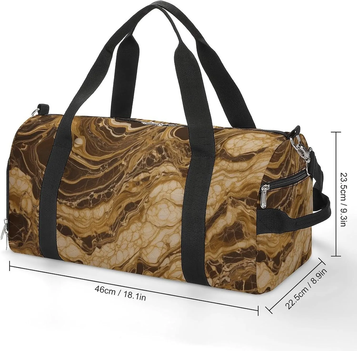 Golden Marble Sports Gym Bag Carry on Holdalls for Men Small Duffel Bags for Women with Shoe Compartment