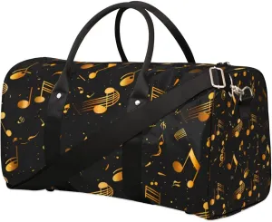 Golden Note Painting Travel Duffel bag for Men Women Weekender Overnight Bag Gym Bag Carry On Luggage Bags for Yoga Workout Sports