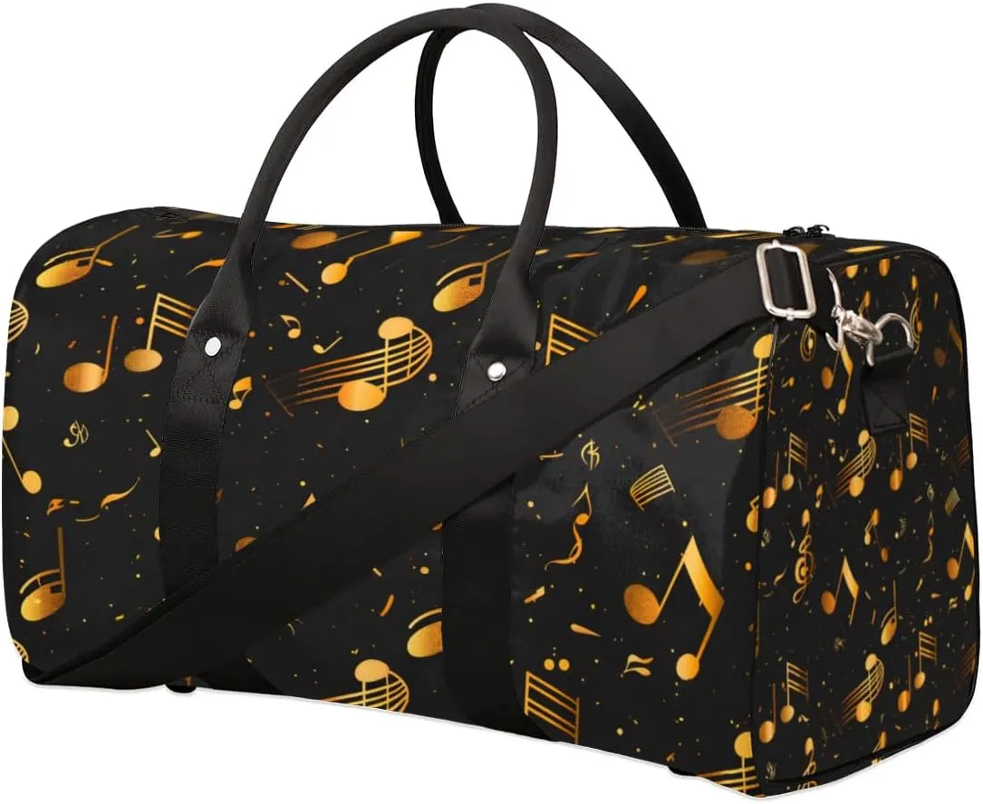 Golden Note Painting Travel Duffel bag for Men Women Weekender Overnight Bag Gym Bag Carry On Luggage Bags for Yoga Workout Sports