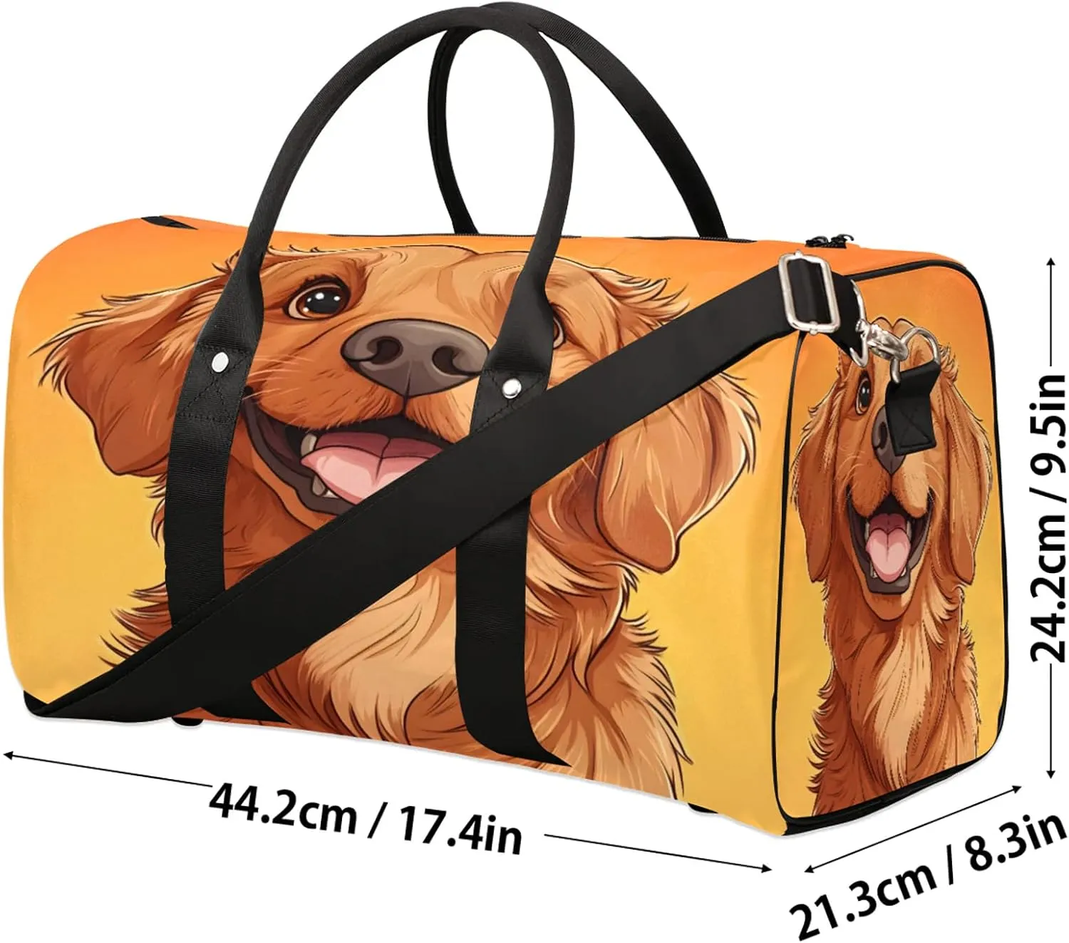 Golden Retriever Dog Duffle Bag for Travel, Overnight Weekend Gym Carry On Luggage Bag, Funny Travel Duffel Bag for Men Women