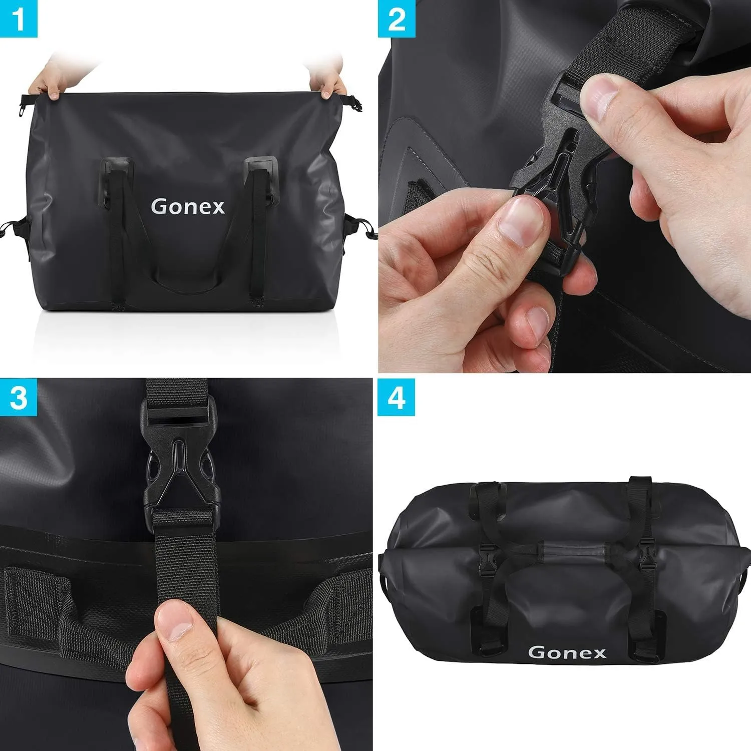 Gonex 40L 60L 80L Extra Large Waterproof Duffle Travel Dry Duffel Bag Heavy Duty Bag with Durable Straps & Handles for Kayaking Paddleboarding Boating Rafting Fishing