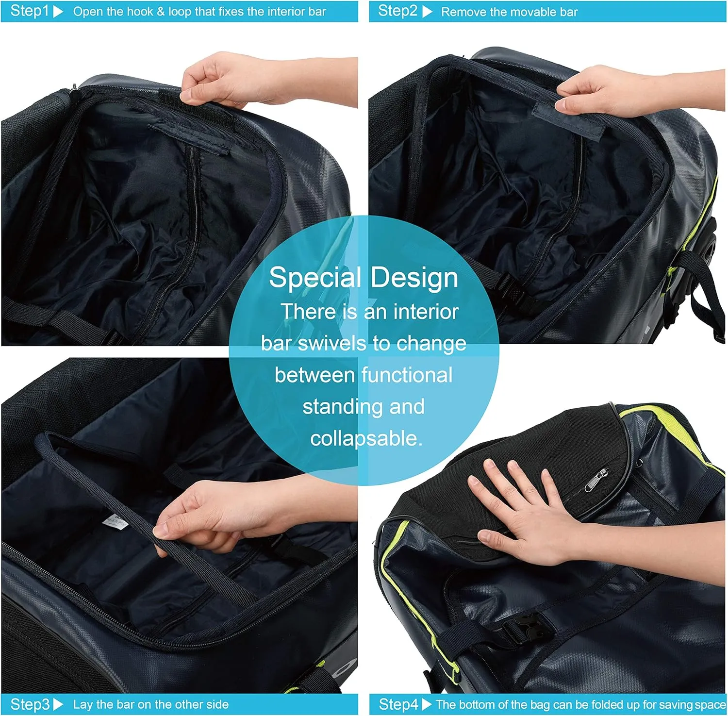 Gonex Rolling Duffle Bag with Wheels, 70L Water Repellent Wheeled Travel Duffel Luggage with Rollers 25 inch, Navy