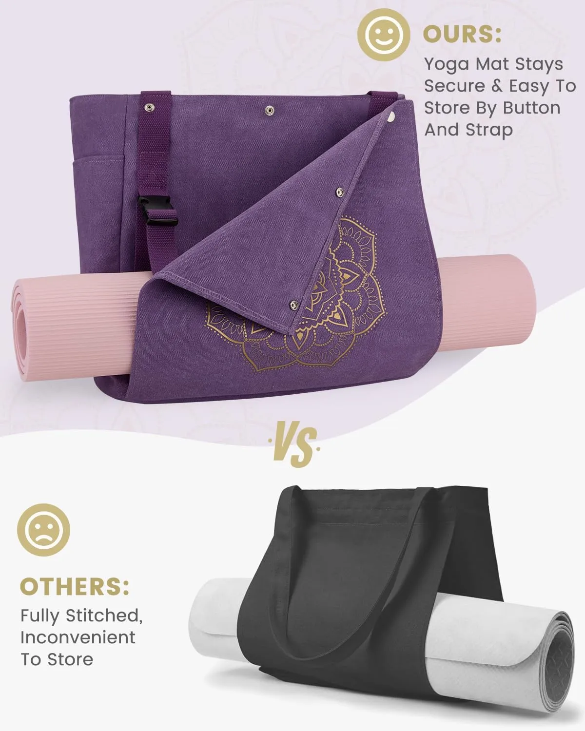Gonex Yoga Mat Bag, Yoga Gym Bag Tote Bag with Multi Pockets For Women Men, Canvas Yoga Mat Carrier Take in Out Mat Easily For Pilates Travel Workout Office