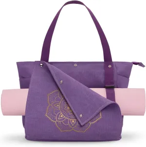 Gonex Yoga Mat Bag, Yoga Gym Bag Tote Bag with Multi Pockets For Women Men, Canvas Yoga Mat Carrier Take in Out Mat Easily For Pilates Travel Workout Office