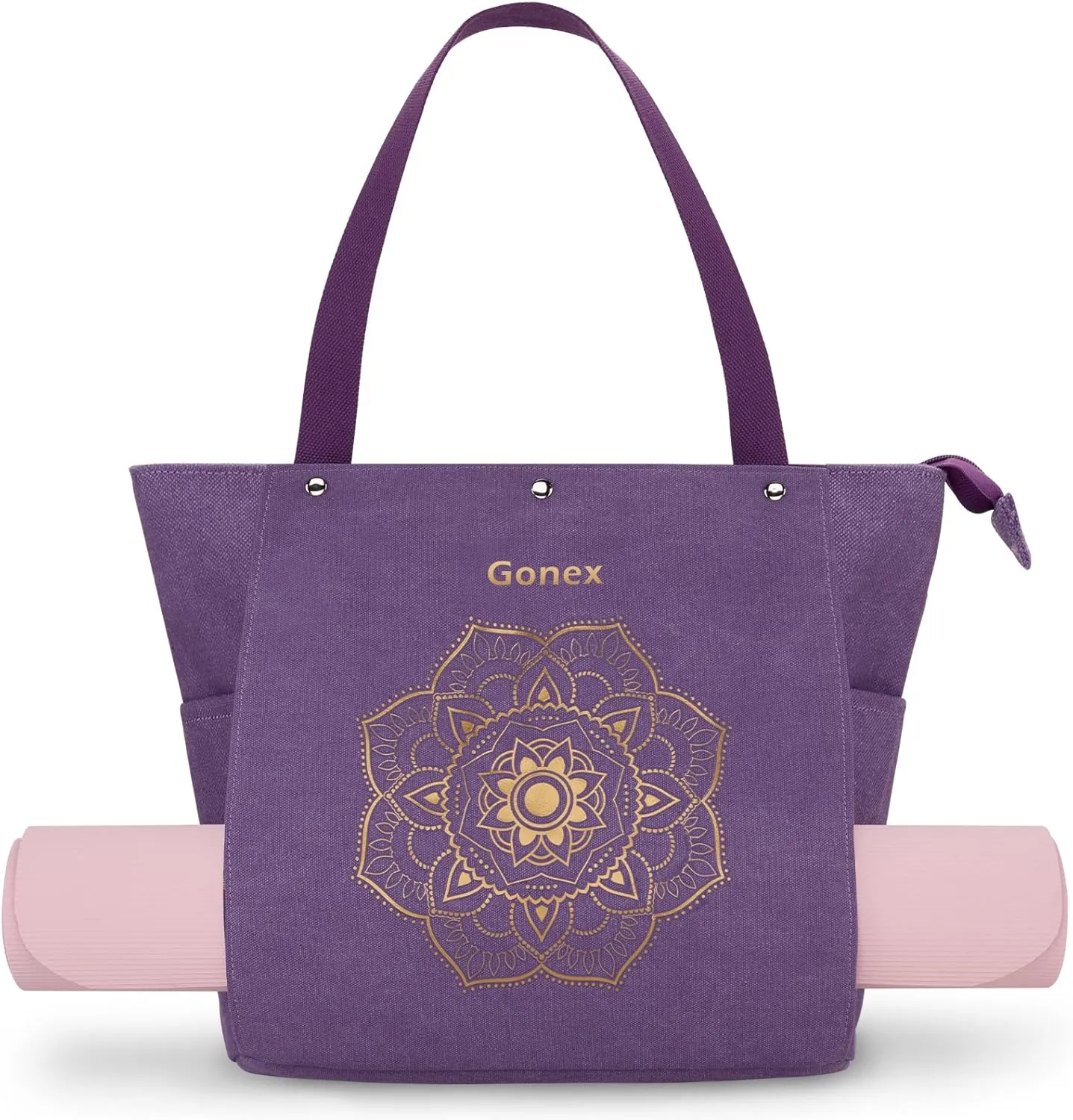 Gonex Yoga Mat Bag, Yoga Gym Bag Tote Bag with Multi Pockets For Women Men, Canvas Yoga Mat Carrier Take in Out Mat Easily For Pilates Travel Workout Office