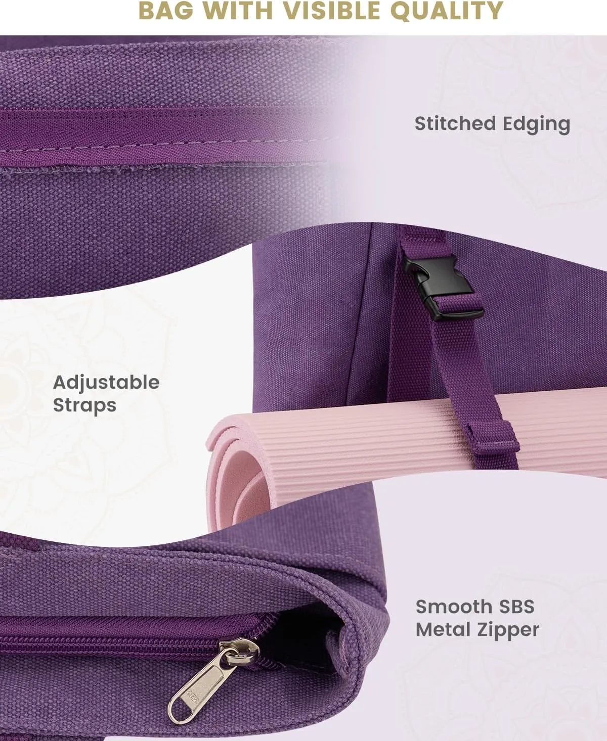 Gonex Yoga Mat Bag, Yoga Gym Bag Tote Bag with Multi Pockets For Women Men, Canvas Yoga Mat Carrier Take in Out Mat Easily For Pilates Travel Workout Office
