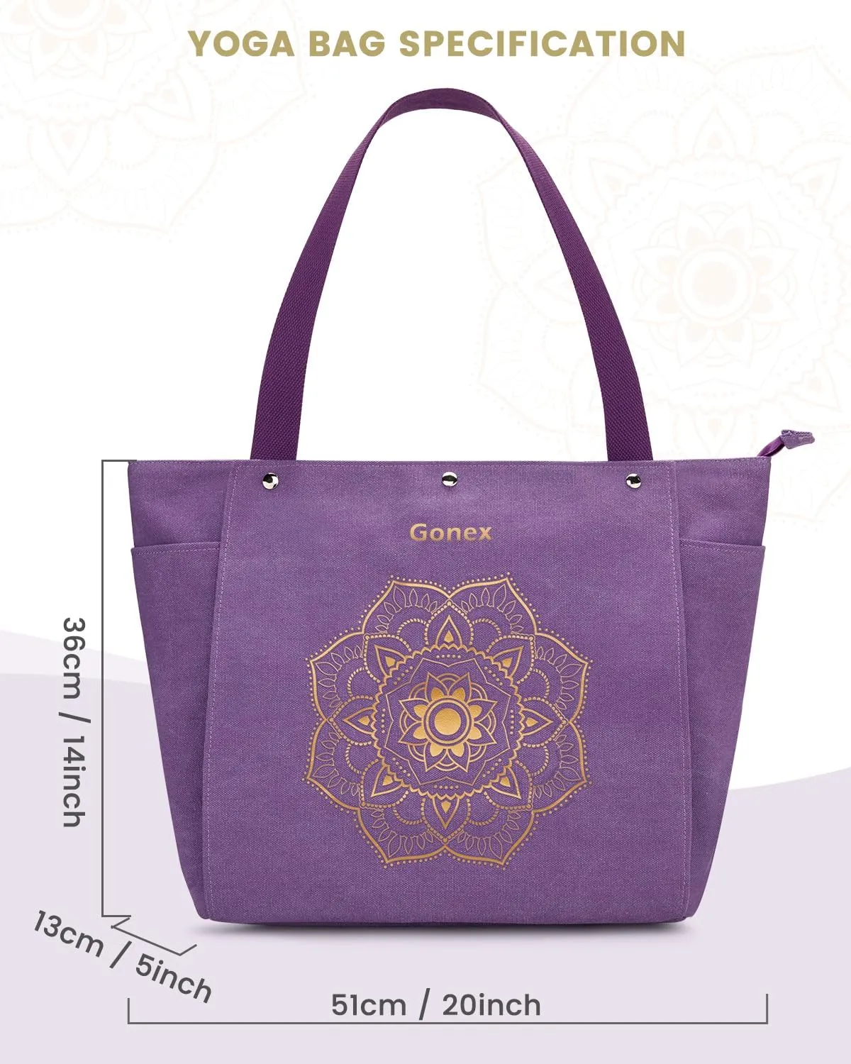 Gonex Yoga Mat Bag, Yoga Gym Bag Tote Bag with Multi Pockets For Women Men, Canvas Yoga Mat Carrier Take in Out Mat Easily For Pilates Travel Workout Office