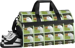 Goose Pattern Gym Bag for Women Duffle with Shoes Compartment Men Weekender Duffel Bags for Travel Sports Swimming Overnight Dance