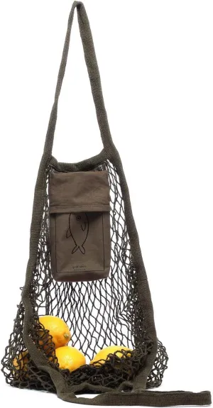 Graf Lantz Tote - Net Mesh Market Tote - 100% Cotton Grocery Bag Replacement - Reusable, Washable, Versatile (Army)