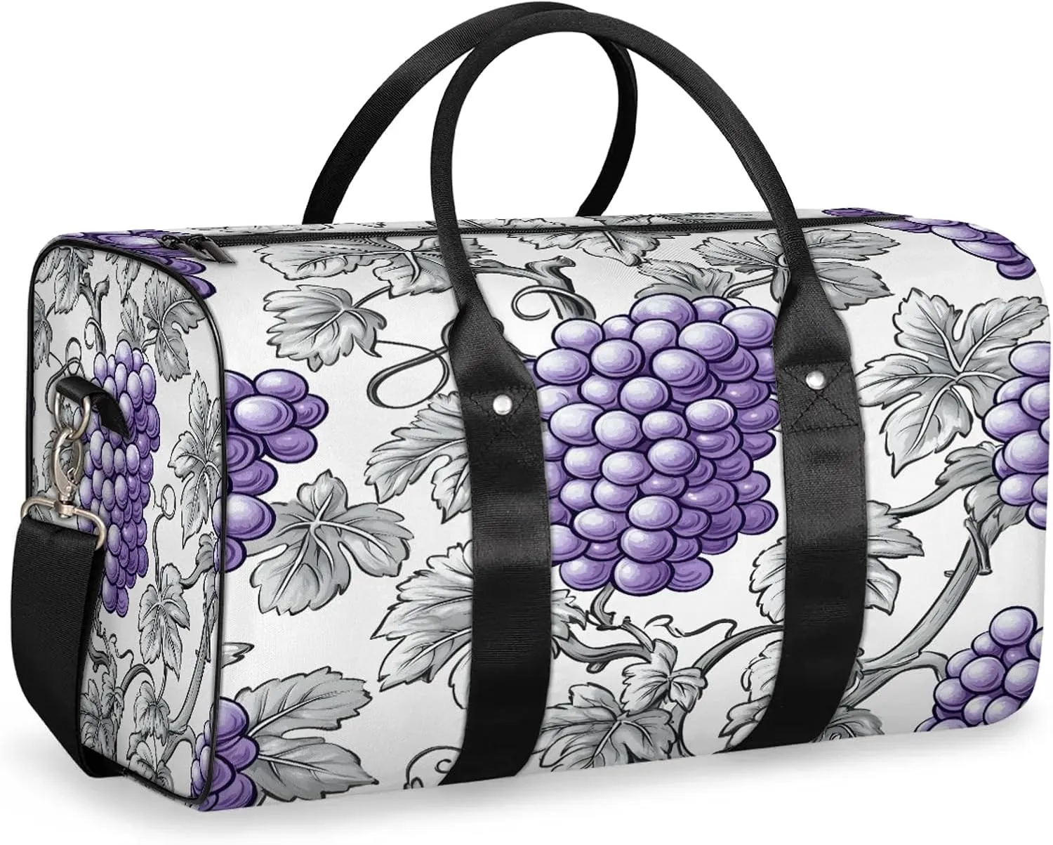 Grape Duffle Bag for Travel, Overnight Weekend Gym Carry On Luggage Bag, Purple Fruit Travel Duffel Bag for Men Women