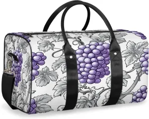 Grape Duffle Bag for Travel, Overnight Weekend Gym Carry On Luggage Bag, Purple Fruit Travel Duffel Bag for Men Women