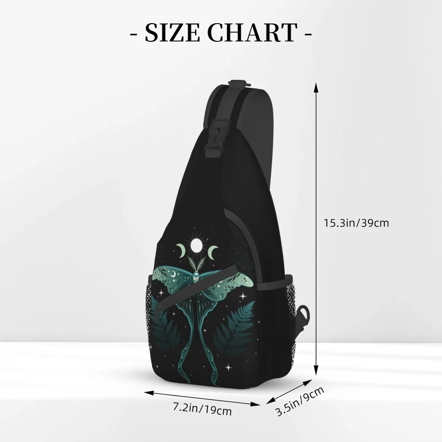 Green Moon Moth Sling Bag For Men Women Shoulder Backpack Chest Bags Crossbody Daypack For Hiking Camping Outdoor Trip