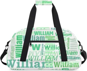 Green Spell Name Customized Kids Travel Duffels Bag Gym Bag Overnight Weekender Small Bags As Gifts for Boys and Girls