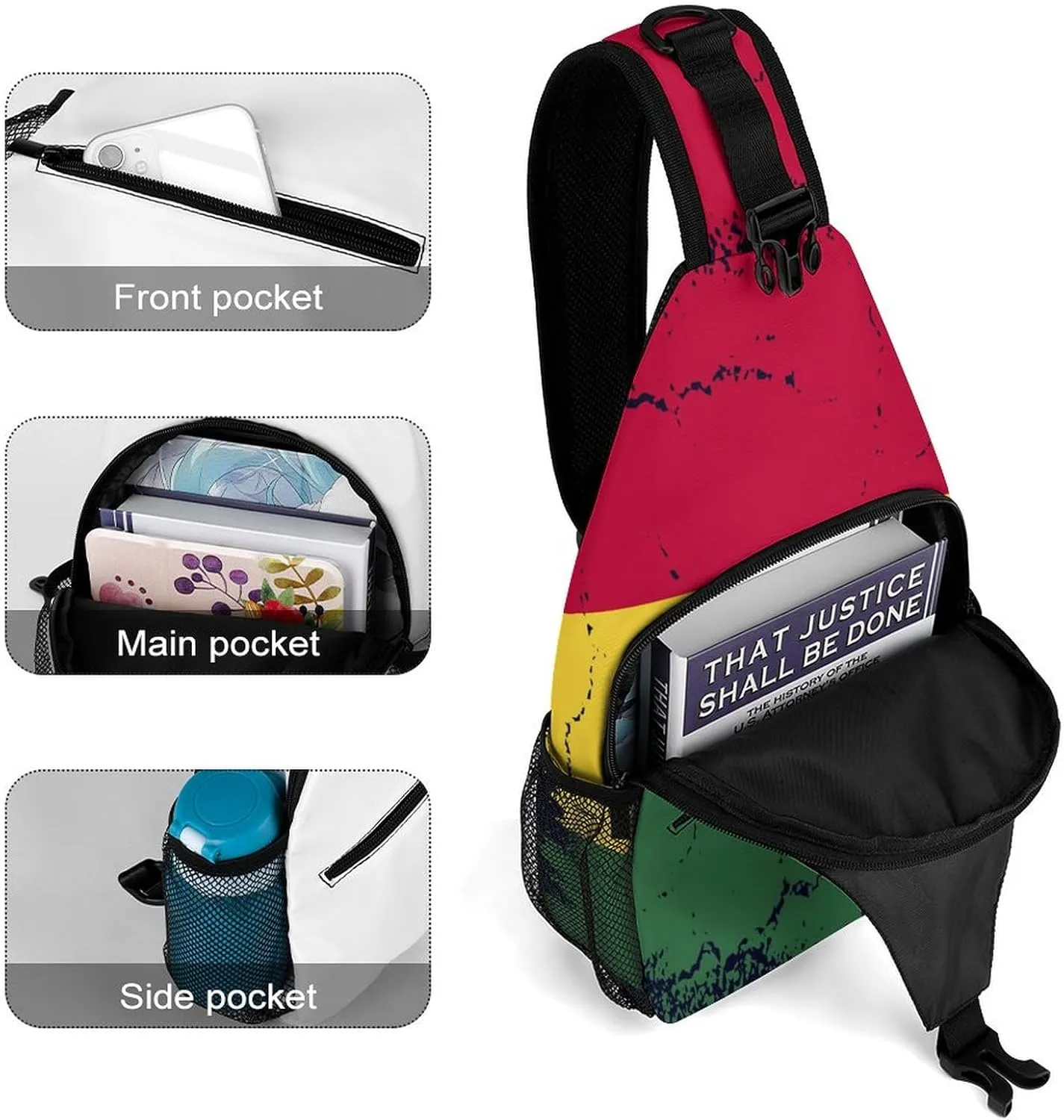 Greenland Flag Grunge Design Sling Bag Crossbody Chest Bag Shoulder Bag For Travel Hiking Cycling Camping