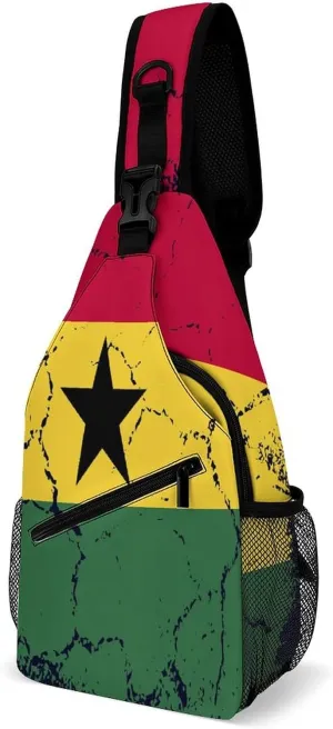 Greenland Flag Grunge Design Sling Bag Crossbody Chest Bag Shoulder Bag For Travel Hiking Cycling Camping
